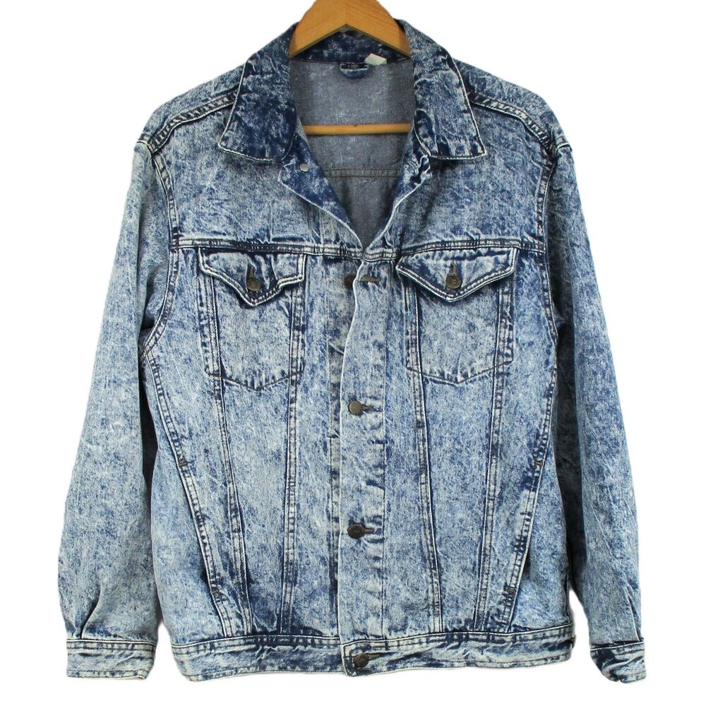 L Vintage Acid Stone Wash Oklahoma American Jeaning Denim Jean Jacket 1980’s